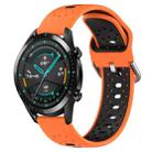 For Huawei GT2 46mm 22mm Breathable Two-Color Silicone Watch Band(Orange+Black) - 1