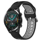 For Huawei GT2 46mm 22mm Breathable Two-Color Silicone Watch Band(Black+Grey) - 1