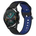 For Huawei GT2 46mm 22mm Breathable Two-Color Silicone Watch Band(Black+Blue) - 1