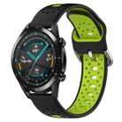 For Huawei GT2 46mm 22mm Breathable Two-Color Silicone Watch Band(Black+Lime Green) - 1