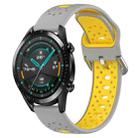 For Huawei GT2 46mm 22mm Breathable Two-Color Silicone Watch Band(Grey+Yellow) - 1