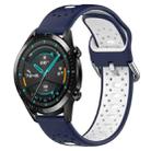 For Huawei GT2 46mm 22mm Breathable Two-Color Silicone Watch Band(Midnight Blue+White) - 1