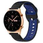 For Honor Watch GS 3 22mm Breathable Two-Color Silicone Watch Band(Black+Blue) - 1