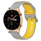 For Honor Watch GS 3 22mm Breathable Two-Color Silicone Watch Band(Grey+Yellow) - 1