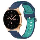 For Honor Watch GS 3 22mm Breathable Two-Color Silicone Watch Band(Blue+Teal) - 1