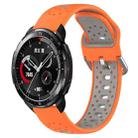 For Honor Watch GS Pro 22mm Breathable Two-Color Silicone Watch Band(Orange+Grey) - 1