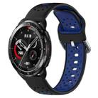 For Honor Watch GS Pro 22mm Breathable Two-Color Silicone Watch Band(Black+Blue) - 1