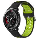 For Honor Watch GS Pro 22mm Breathable Two-Color Silicone Watch Band(Black+Lime Green) - 1