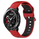 For Honor Watch GS Pro 22mm Breathable Two-Color Silicone Watch Band(Red+Black) - 1