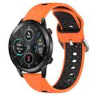 For Honor Magic Watch 2 46mm 22mm Breathable Two-Color Silicone Watch Band(Orange+Black) - 1