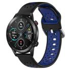 For Honor Magic Watch 2 46mm 22mm Breathable Two-Color Silicone Watch Band(Black+Blue) - 1