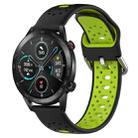 For Honor Magic Watch 2 46mm 22mm Breathable Two-Color Silicone Watch Band(Black+Lime Green) - 1