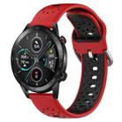 For Honor Magic Watch 2 46mm 22mm Breathable Two-Color Silicone Watch Band(Red+Black) - 1