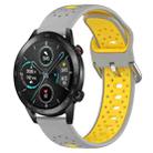 For Honor Magic Watch 2 46mm 22mm Breathable Two-Color Silicone Watch Band(Grey+Yellow) - 1
