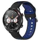 For Honor Watch Dream 22mm Breathable Two-Color Silicone Watch Band(Black+Blue) - 1