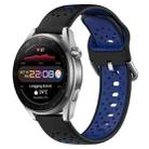For Huawei Watch 3 Pro New 22mm Breathable Two-Color Silicone Watch Band(Black+Blue) - 1