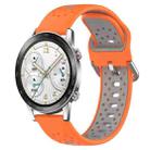 For Honor Watch GS 3i 22mm Breathable Two-Color Silicone Watch Band(Orange+Grey) - 1