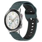 For Honor Watch GS 3i 22mm Breathable Two-Color Silicone Watch Band(Olive Green+Black) - 1