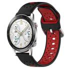 For Honor Watch GS 3i 22mm Breathable Two-Color Silicone Watch Band(Black+Red) - 1