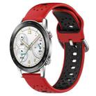 For Honor Watch GS 3i 22mm Breathable Two-Color Silicone Watch Band(Red+Black) - 1