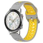 For Honor Watch GS 3i 22mm Breathable Two-Color Silicone Watch Band(Grey+Yellow) - 1