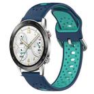 For Honor Watch GS 3i 22mm Breathable Two-Color Silicone Watch Band(Blue+Teal) - 1