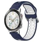 For Honor Watch GS 3i 22mm Breathable Two-Color Silicone Watch Band(Midnight Blue+White) - 1