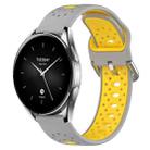 For Xiaomi Watch S2 42mm 22mm Breathable Two-Color Silicone Watch Band(Grey+Yellow) - 1