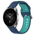 For Xiaomi Watch S2 42mm 22mm Breathable Two-Color Silicone Watch Band(Blue+Teal) - 1