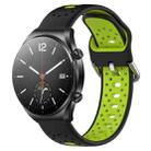 For Xiaomi MI Watch S1 22mm Breathable Two-Color Silicone Watch Band(Black+Lime Green) - 1