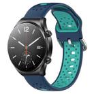 For Xiaomi MI Watch S1 22mm Breathable Two-Color Silicone Watch Band(Blue+Teal) - 1