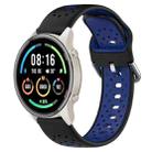 For Xiaomi MI Watch Sport 22mm Breathable Two-Color Silicone Watch Band(Black+Blue) - 1