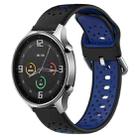 For Xiaomi MI Watch Color 22mm Breathable Two-Color Silicone Watch Band(Black+Blue) - 1