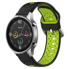 For Xiaomi MI Watch Color 22mm Breathable Two-Color Silicone Watch Band(Black+Lime Green) - 1