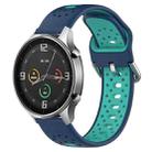 For Xiaomi MI Watch Color 22mm Breathable Two-Color Silicone Watch Band(Blue+Teal) - 1