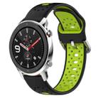 For Amazfit GTR 4 Pro 22mm Breathable Two-Color Silicone Watch Band(Black+Lime Green) - 1