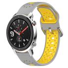 For Amazfit GTR 4 Pro 22mm Breathable Two-Color Silicone Watch Band(Grey+Yellow) - 1