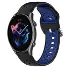 For Amazfit GTR 3 22mm Breathable Two-Color Silicone Watch Band(Black+Blue) - 1