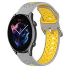 For Amazfit GTR 3 22mm Breathable Two-Color Silicone Watch Band(Grey+Yellow) - 1