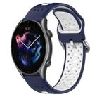 For Amazfit GTR 3 22mm Breathable Two-Color Silicone Watch Band(Midnight Blue+White) - 1