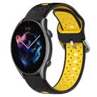For Amazfit GTR 3 Pro 22mm Breathable Two-Color Silicone Watch Band(Black+Yellow) - 1