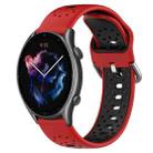 For Amazfit GTR 3 Pro 22mm Breathable Two-Color Silicone Watch Band(Red+Black) - 1