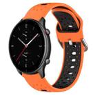 For Amazfit GTR 2e 22mm Breathable Two-Color Silicone Watch Band(Orange+Black) - 1