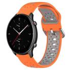 For Amazfit GTR 2e 22mm Breathable Two-Color Silicone Watch Band(Orange+Grey) - 1