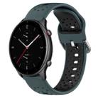 For Amazfit GTR 2e 22mm Breathable Two-Color Silicone Watch Band(Olive Green+Black) - 1