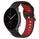 For Amazfit GTR 2e 22mm Breathable Two-Color Silicone Watch Band(Black+Red) - 1