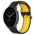 For Amazfit GTR 2e 22mm Breathable Two-Color Silicone Watch Band(Black+Yellow) - 1
