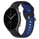 For Amazfit GTR 2e 22mm Breathable Two-Color Silicone Watch Band(Black+Blue) - 1