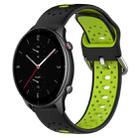 For Amazfit GTR 2e 22mm Breathable Two-Color Silicone Watch Band(Black+Lime Green) - 1