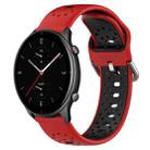 For Amazfit GTR 2e 22mm Breathable Two-Color Silicone Watch Band(Red+Black) - 1